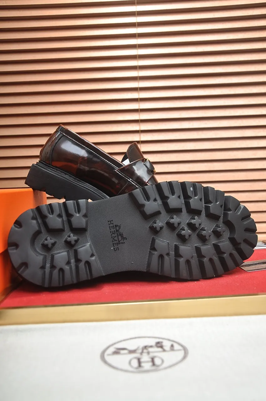 Men's men's shoes 💰720💶【[Hermes HERMES】】(High-end Niuli) New 🍀 HERMES - top version of classic casual leather shoes! Made of imported original cowhide, the inner top layer is comfortable cowhide lining! Original wear-resistant rubber foam outsole! High quality products! Code number 38-45 (45 customized)